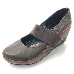 JUMP Women's Wedges Leather Brown US 7 / EUR 37